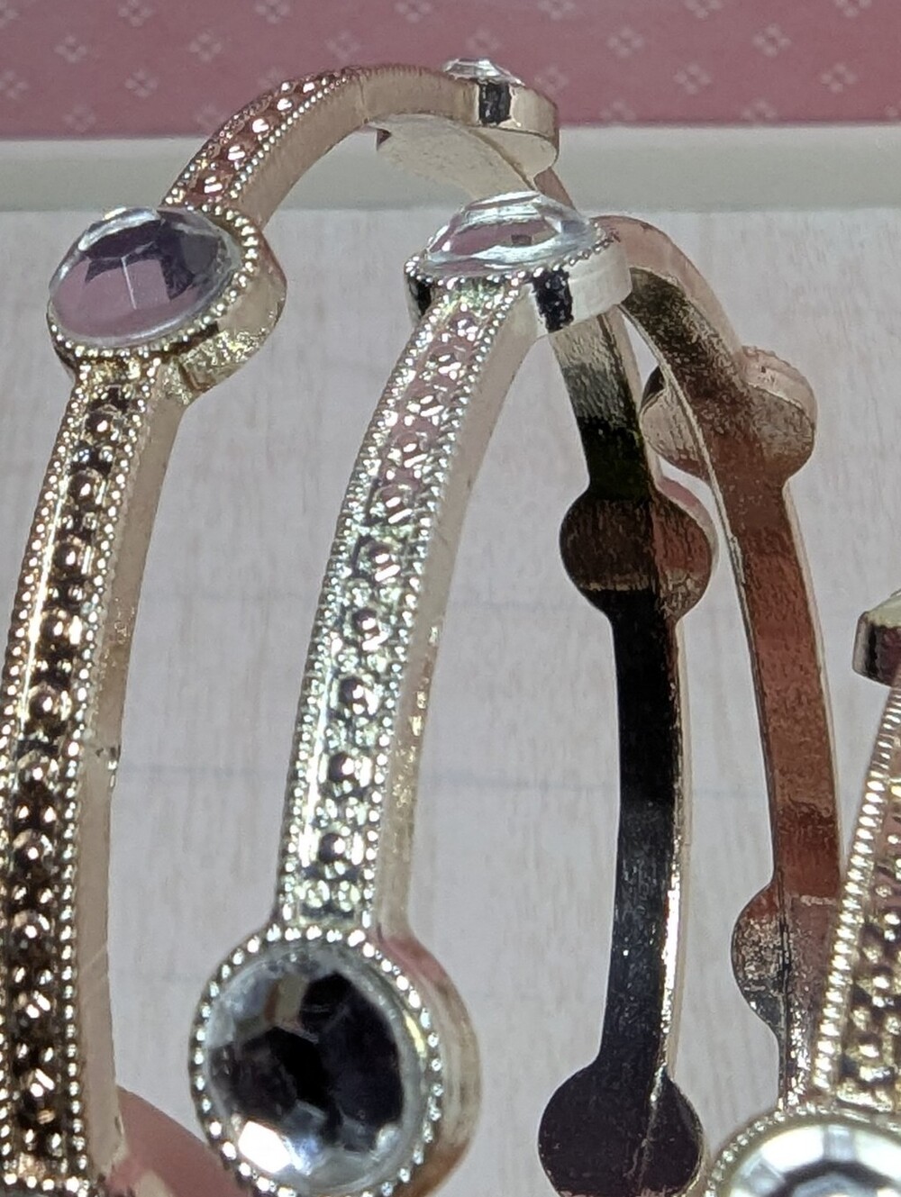 Stacking Bangles Rhinestone Accent Bracelets Set - Picture 3 of 3